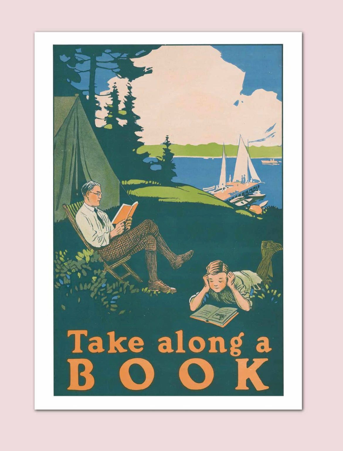 Take Along a Book Vintage Print - A3