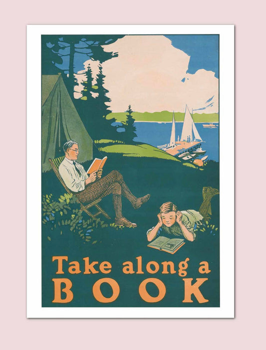 Take Along a Book Vintage Print - A3